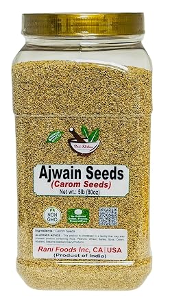 Desi Kitchen Ajwain Seeds Carom Seeds 5lb 80oz | Premium Quality Whole Ajwain | Non-GMO, No Preservatives | Product of India | Rani Foods Inc