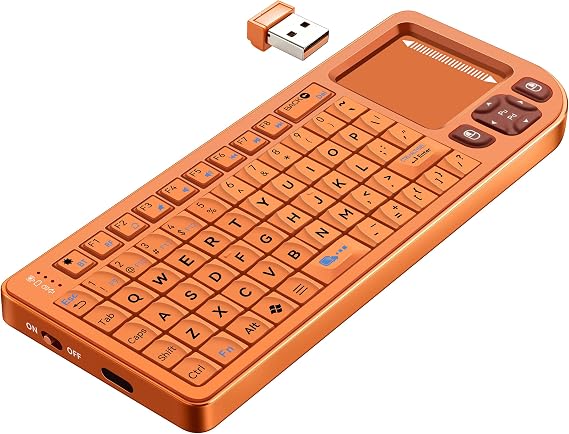 Mini Bluetooth Keyboard with Touchpad Sturdy Aluminum Frame, Rechargeable & Portable Seamless Connectivity for iPad, Mac, PC The Perfect Companion for Smart Home, IT Tech & Field Service-Orange
