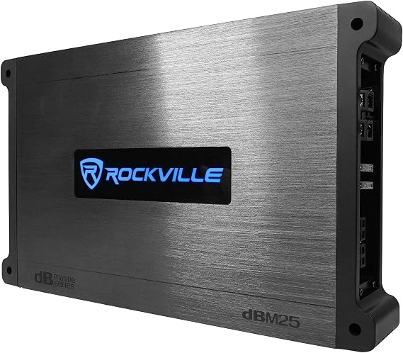 Rockville DBM25 Marine Amplifier, 1500W Peak/375W Dyno RMS, 2 Channel, 2 or 4 Ohm, Waterproof Design, Adjustable Crossover, Remote Bass Control for Boats and Marine Audio