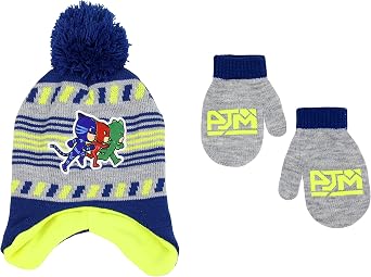 PJ Masks Toddler Boy's Cold Weather Hat and Mitten Set, 2-4T