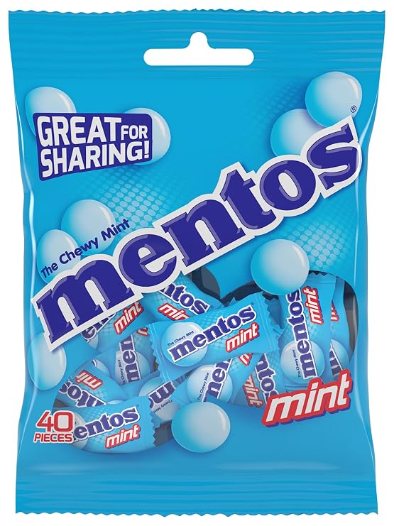 Mentos Chewy Mint Candy, Individually Wrapped, Holiday Candy, Bulk, 0.10 Oz, Pack of 40