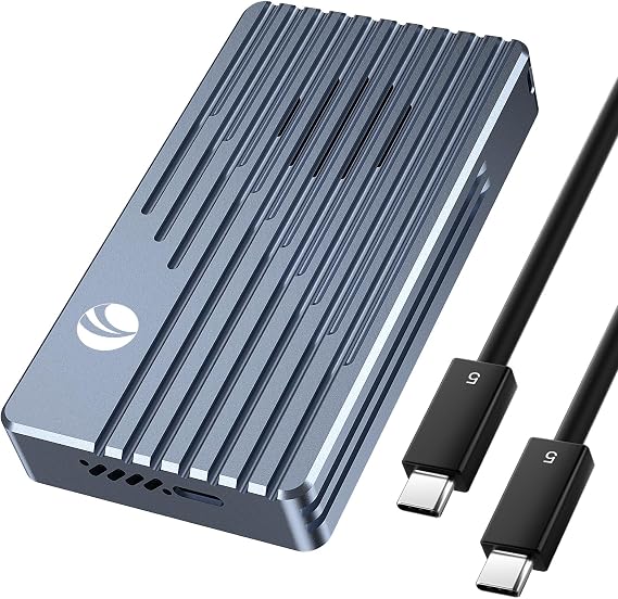 VCOM 80Gbps M.2 NVMe SSD Enclosure with Cooling Fan, Aluminium Alloy Enclosure Compatible with Thunderbolt 5/4/3/USB4 External SSD Case for Gaming, Editing, Mac and PC, Support M/B+M Key SSD