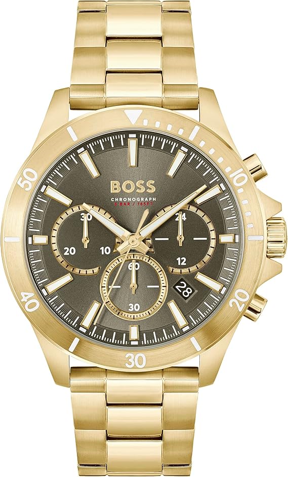 BOSS Chronograph Quartz Watch for Men Collection Troper with Leather or Stainless Steel Strap