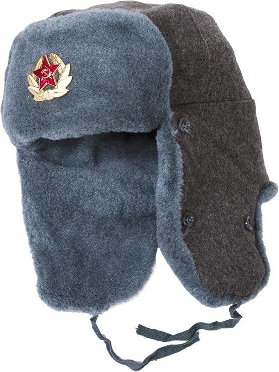 Authentic Russian Army Ushanka Winter Hat-54, with Soviet Red Star Insignia 54