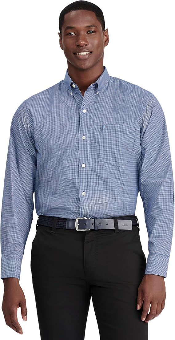 Izod Men's Performance Comfort Long Sleeve Plaid Button Down