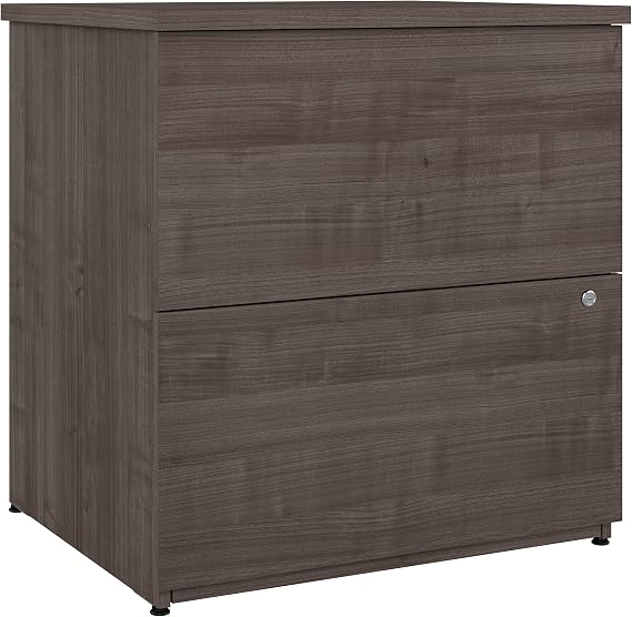 Bestar Logan 2 Drawer Lateral File Cabinet in Medium Gray Maple, 28W