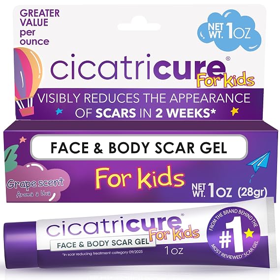 Cicatricure Advanced Scar Gel for Kids, Grape Scent, For Face & Body 1 oz