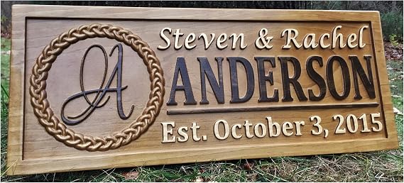 Personalized Wood Wedding Gift Last Name Established Sign | Family Sign