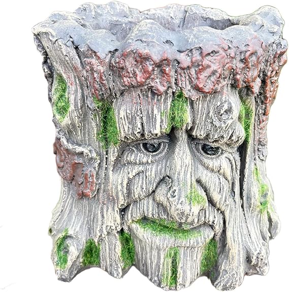 Darthome Large Greenman Planter 28cm Resin Wood Effect Tree Stump Novelty Plant Pot Gift