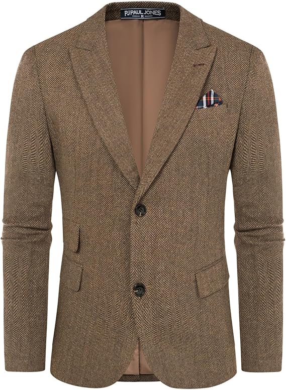 PJ PAUL JONES Mens Blazer Tweed Wool Blend Sport Coat Herringbone Jacket