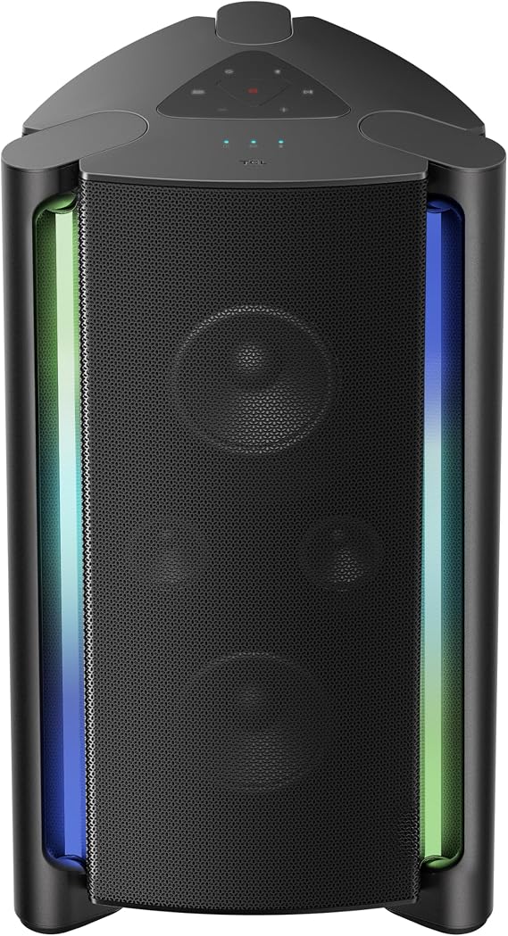 TCL TP200K Portable Bluetooth Party Speaker with 5 RGB Dynamic Light Shows, 12 Hr Battery, and IPX4 Splash-Proof Rating