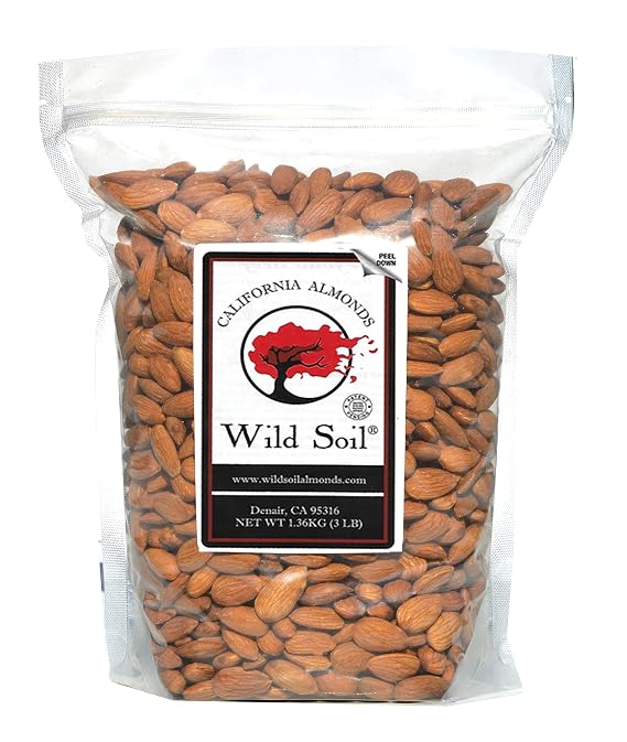 Wild Soil Terra Preta Almonds Higher Protein and Higher Vitamin E Than Other Almonds, Beyond Organic: Eco Farmed with Proprietary Root Technology, Raw