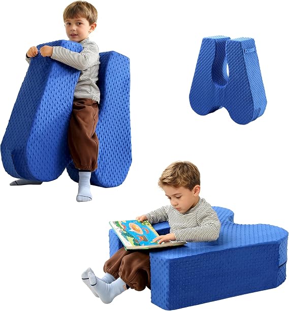 NOVII Sensory Rocker Chair for Kids，Soft Squeeze Sensory Seat，Calming Compression Chair with Sensory Needs for Kids，Washable Cover，Easy to Move with Handle，Suitable for Sensory Rooms, (Sky Blue)