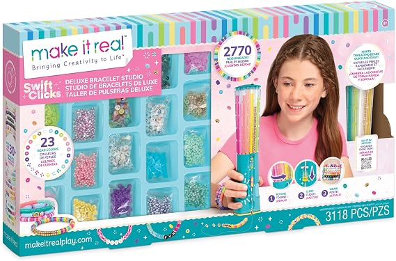 Make It Real Swift Clicks Deluxe Studio Bracelet - Create Colourful Friendship Bracelets with The Swift Clicks Deluxe Design Tool - Beads and Charms Included