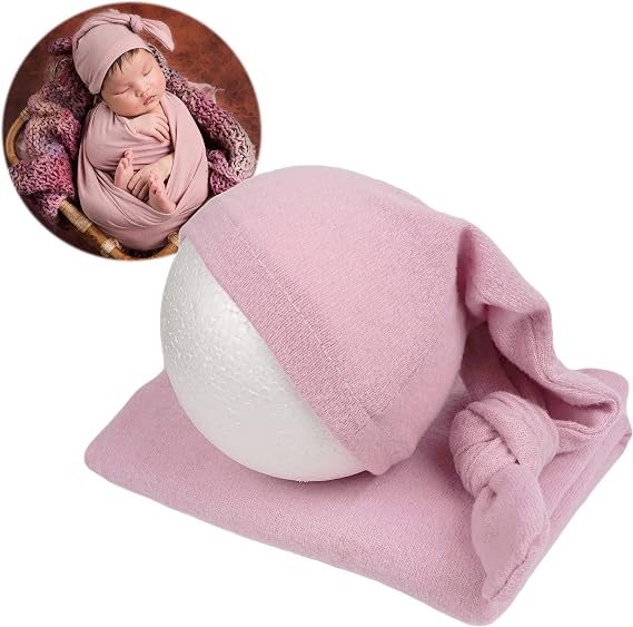 Newborn Photography Wraps with Hat Baby Photo Outfit Girl Stretch Blanket Infant Boy Props for Baby Photo Shoot