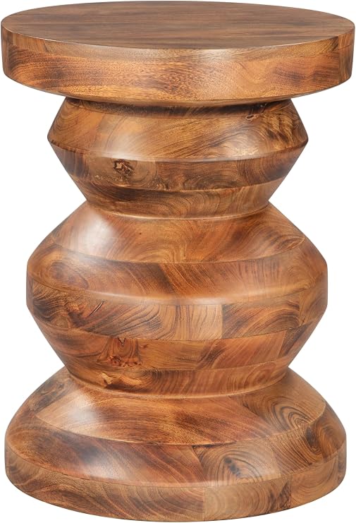 Kerala Side Table Walnut, Brown End Table, Modern Style, Mango Wood Round Shape Tabletop, Mango Wood, Indoor Living, 16.1" W x 16.1" D x 21.3" H