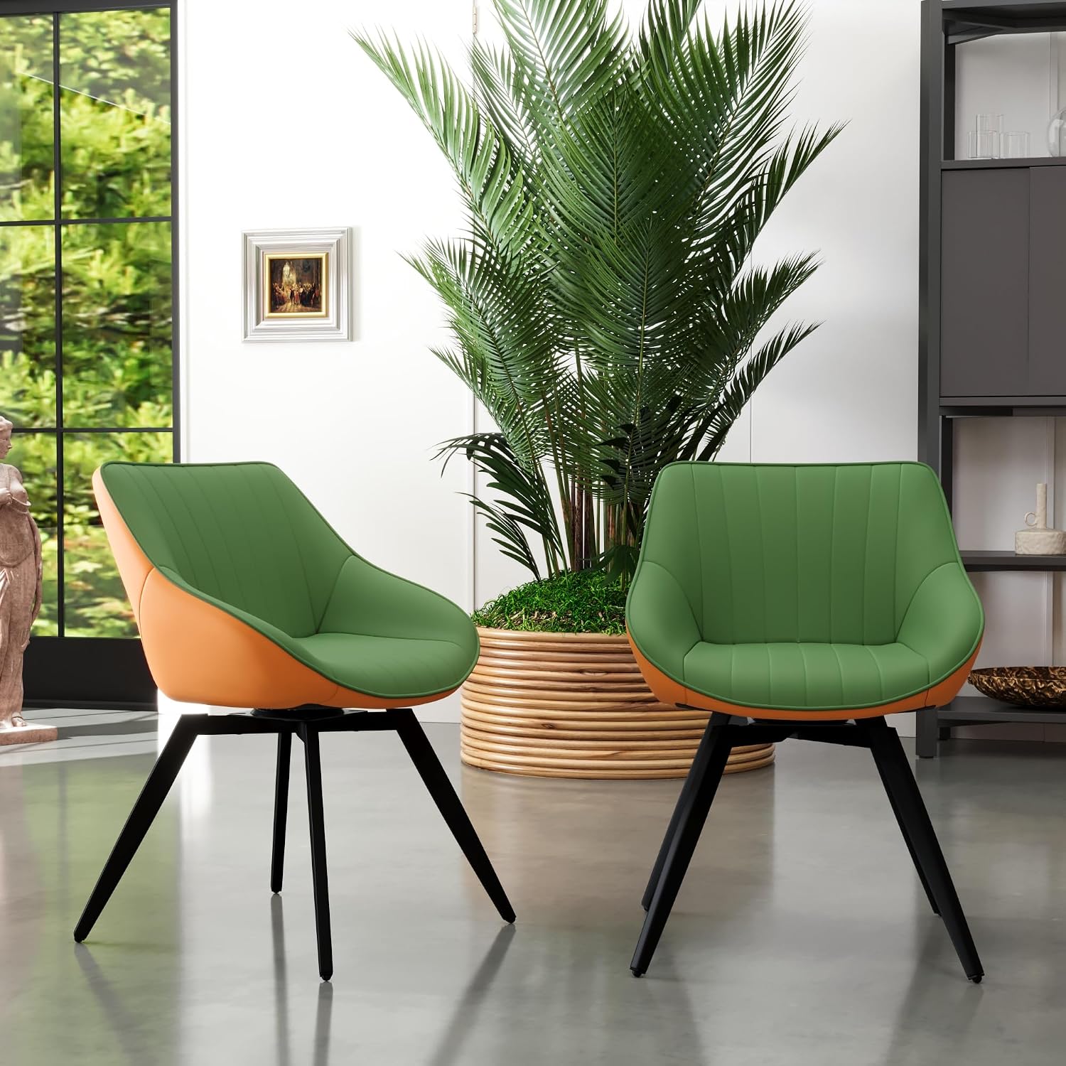 Dining Chairs Set for 2, 360° Swivel Dining Chairs with Metal Legs, Comfortable Modern Design for Dining Room, Kitchen, Office, Easy to Assemble