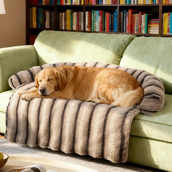 WATANIYA PET Large Dog Couch Bed, Fluffy Washable Couch Protector for Dogs with Removable Cover, Non-Slip Dog Sofa Bed, 45x37 Inch, Brown