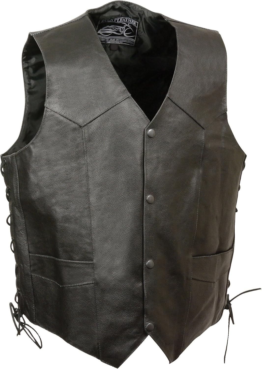ELM3900 Mens 100% Genuine Motorcycle Leather Vest | Biker Vests with Embossed Eagle | Live To Ride