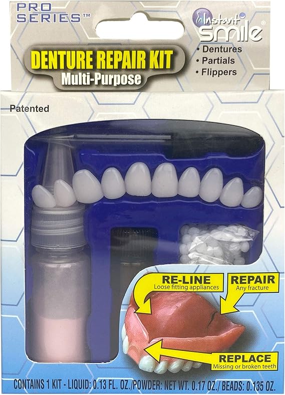 Instant Smile Complete Denture Repair Kit, 10 Count, Unflavored, Adult, Non Toxic