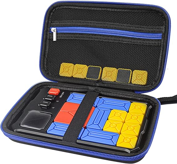 Hard Carrying Case Compatible with GiiKER Super Slide Puzzle Games, Original 500+ Challenges Brain Teaser Puzzle (Black+Blue Zipper)