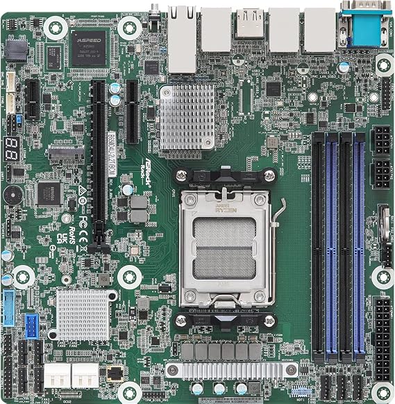 AsRock Rack B650D4U-2L2T/BCM Micro-ATX Server Motherboard Single Socket AMD Ryzen 7000 Series Processor LGA 1718 B650E PCIe 5.0 Dual 10G LAN