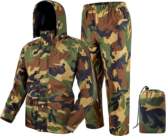 Rain Suit, Rain Gear for Men Waterproof, Camo Rain Jacket, Lightweight Raincoat