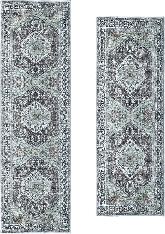 KOZYFLY Boho Entry Rugs 2'x 6'and Hallways Rug 2'x 8' Grey