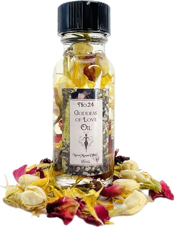 Goddess of Love Oil by New Moon Vibes - Attraction Love Joy Passion Commitment Intimacy Fidelity - Spells Rituals Conjure - Handmade with Essential Oils & Herbs - Wicca Pagan Hoodoo Magick