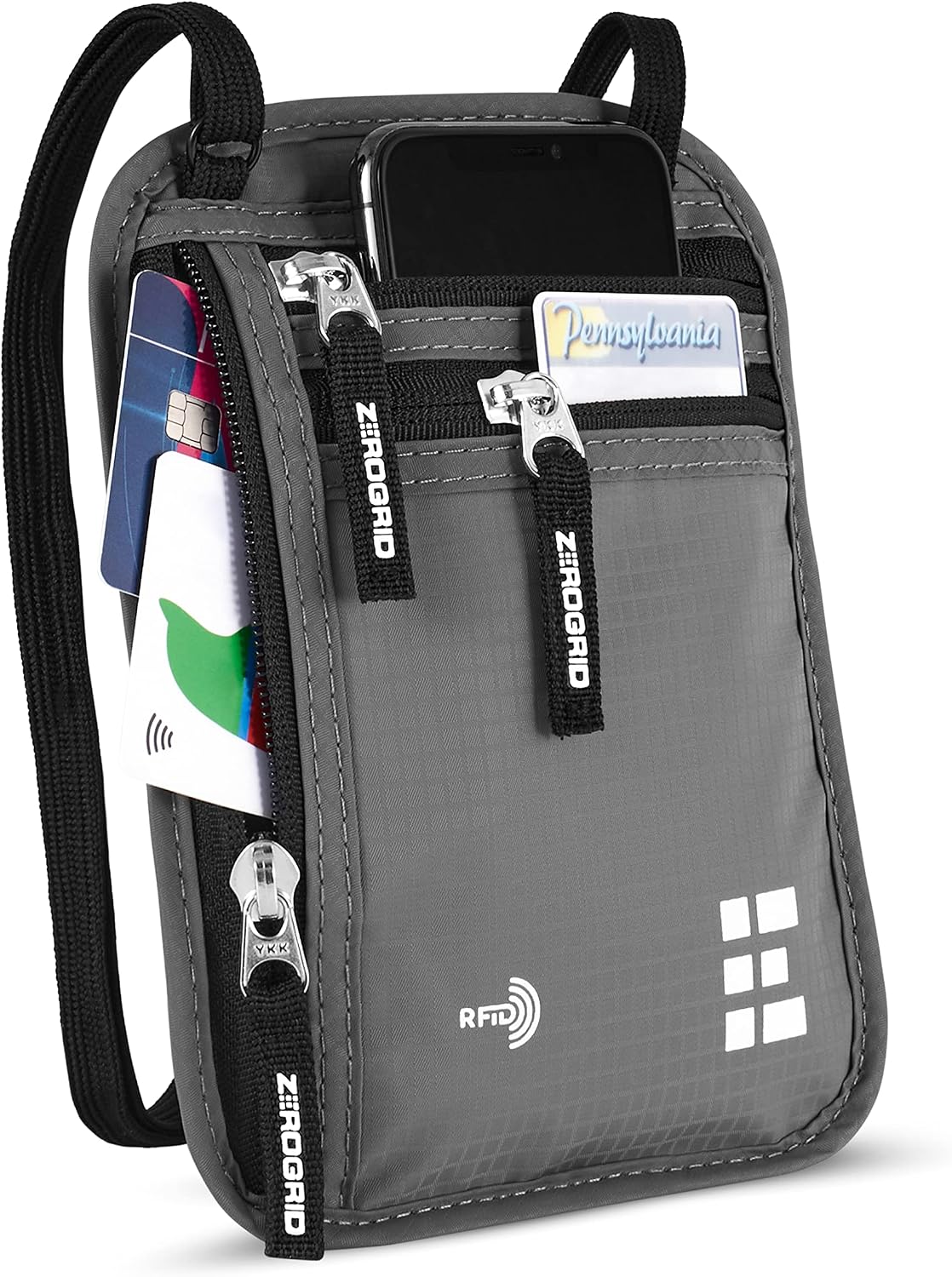 Chest Pocket Neck Pouch with RFID Blocker Travel Purse Travel Document Bag