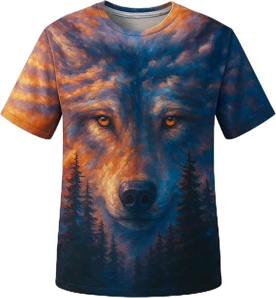 Funny Wolf Graphic T-Shirt Novelty Short Sleeve Crewneck Shirt