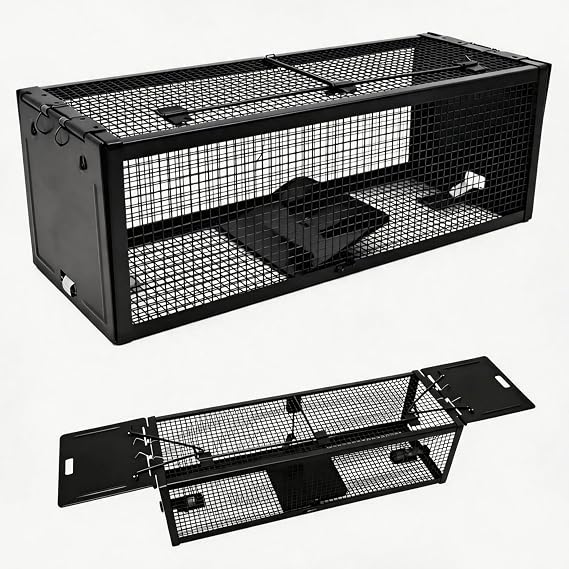 17-inch Large Double-Entry Humane Rat Trap with a Sturdy Metal cage, Suitable for Chipmunk and mice, Featuring a Highly Sensitive Trigger Pedal, for Indoor and Outdoor use