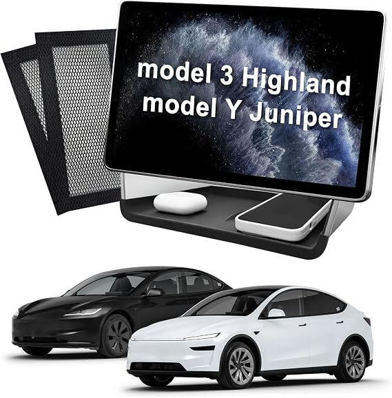 Under Screen Storage Organizer for Tesla Model 3 (2024-2026) & Model Y (2025-2026) Center Console Tray for Highland & Juniper, Tesla Accessories