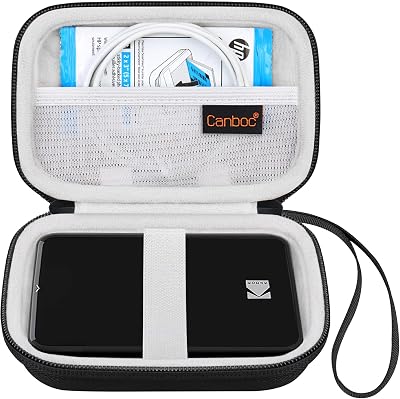 Canboc Carrying Case for KODAK StepKodak Step Slim Instant Mobile Photo Mini Printer, Mesh Pocket fits Photo Paper and USB Cable, Black Case Only
