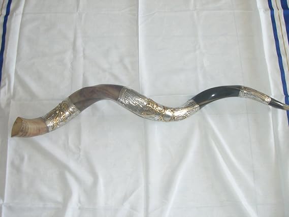 Evangelical Christian Kudu Shofar - 36"-40" Yemenite Style with Sterling Silver Plating