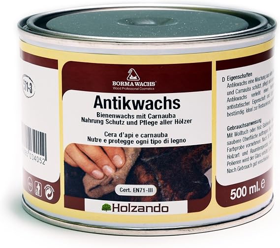 Borma Wax 500 ml Antique Wax EN-71/3 Certified for Wood Surface 59 - Walnut Medium