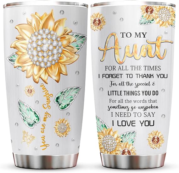 Muilzon Aunt Gifts Tumblers 20oz - Best Aunt Ever Gifts for Birthday Christmas Mothers Day Coffee Mug - Auntie Gift from Niece/Nephew - Unique Gift Ideas for Auntie Cup