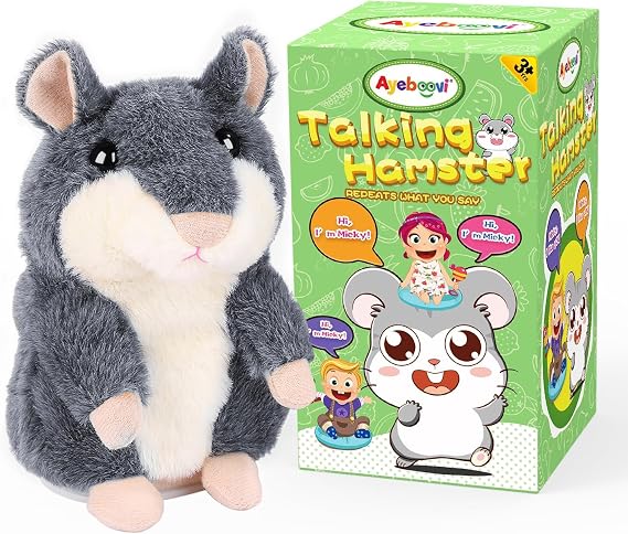 Ayeboovi Kids Toys Talking Hamster Repeats What You Say, Toy for 2 3 4 5 Years Old Boys Girls Birthday Gift, Autism Fun Stuffed Animals Interactive Plush for Toddler Kids