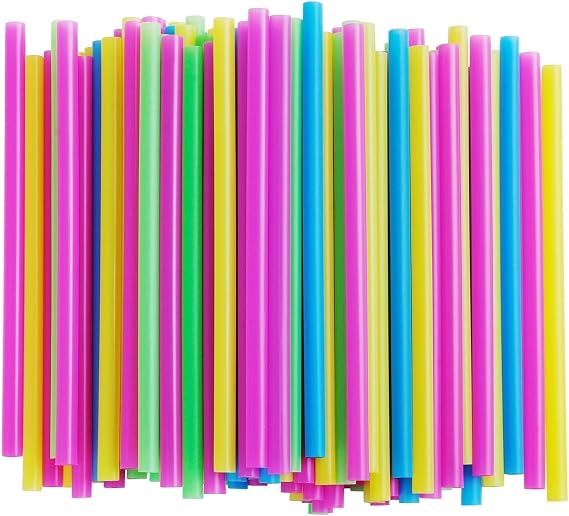 ALINK Assorted Bright Colors Jumbo Smoothie Straws, Wide Plastic Disposable Milkshake Straws, Pack of 100 Pieces