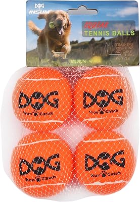 Squeaky Dog Balls - Squeaky Tennis Balls for Dogs, Orange | Medium - 2.5, 4Pack