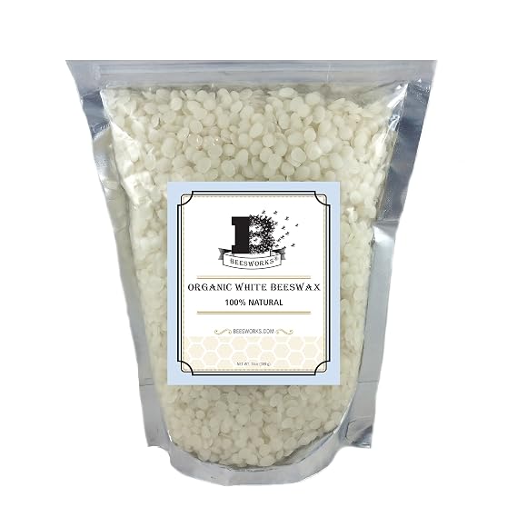 Beesworks Organic White Beeswax Pellets (14 oz) | 100% Pure, Cosmetic Grade, Triple-Filtered Beeswax for DIY Skin Care, Lip Balm, Lotion and Candle Making