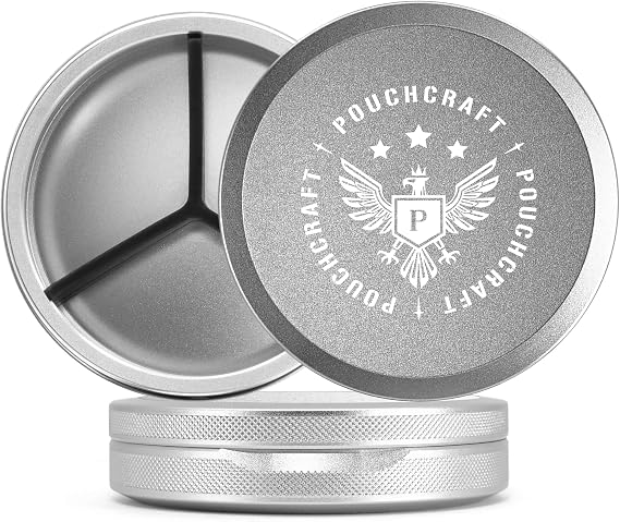 PouchCraft Metal Zyn Can | Zyn Tin | Snus Can | Zyn Holder | Laser Engraved Snus Container | EDC Storage | Moisture-Resistant Pill Container | Gift for Him (Silver, Insignia Edition, Tall)