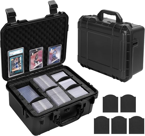 Toploader Storage Box for 3" x 4" 35pt Rigid Card, Top Loader Card Hard Storage Case with 5 Foam Dividers, Waterproof Graded Card Storage Box for PSA/CSG/CGC/SGC/BGS Sports Cards