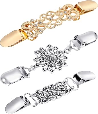 Jetec 3 Pcs Vintage Cinch Clips for Women Clothing Sweater Dress Clips Cardigan Shawl Brooches Waist Cincher Decor