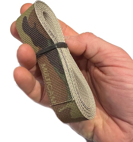 0.75" Inch Wide x 3' Long Solution Dyed Nylon Webbing - Multi - Camouflage 1-Sided, American Made
