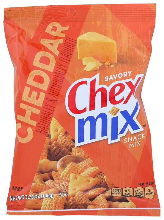 Chex Mix Snack Party Mix, Cheddar, Savory Pub Mix Snack Bag, 3.75 oz