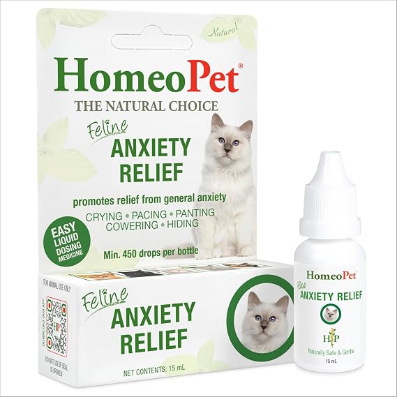 HomeoPet Feline Anxiety Relief Safe and Natural Pet Stress and Anxiety Support Supplement for Cats 15 Milliliters