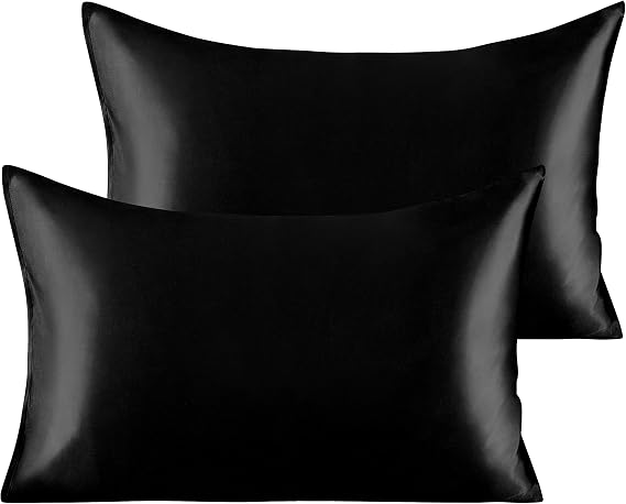 Silk Satin Toddler Pillowcases - 14x20 Pillowcases for Hair and Skin,2 Pack Luxurious Toddler Pillow Cases for Nursery, Kids, Boys and Girls, Black
