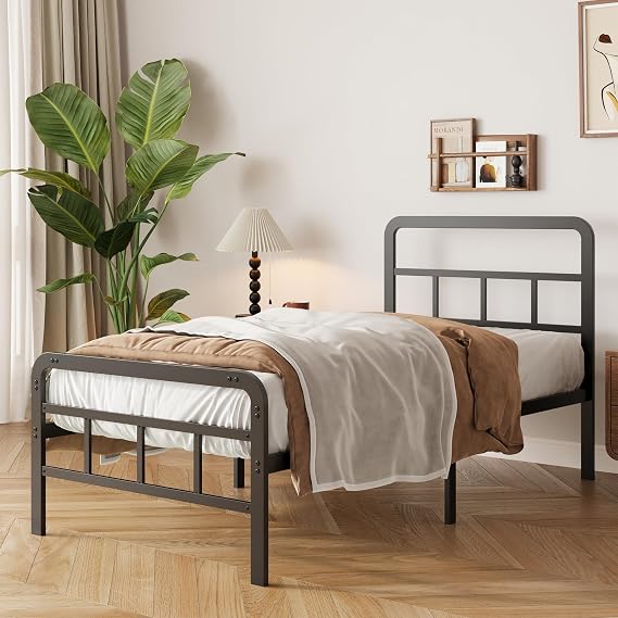 Yicensen Single Bed Frame with Headboard and Footboard