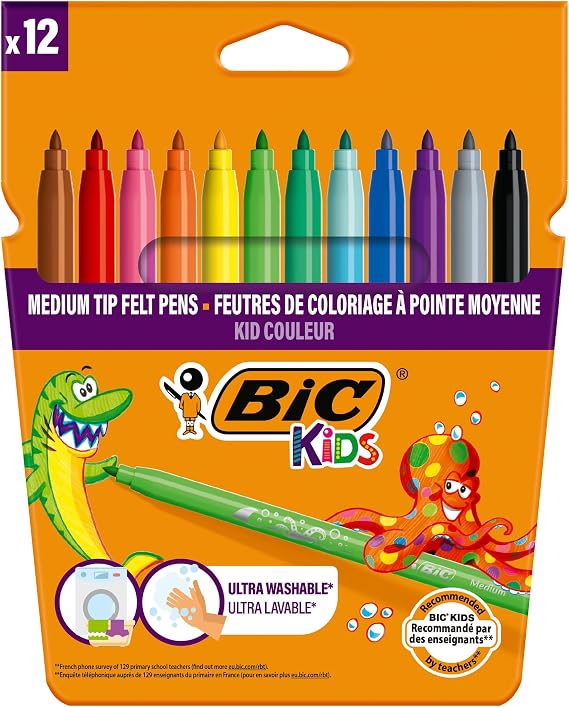 BIC Kids Kid Couleur Keçeli Boya Kalemi, 12'li Kutu